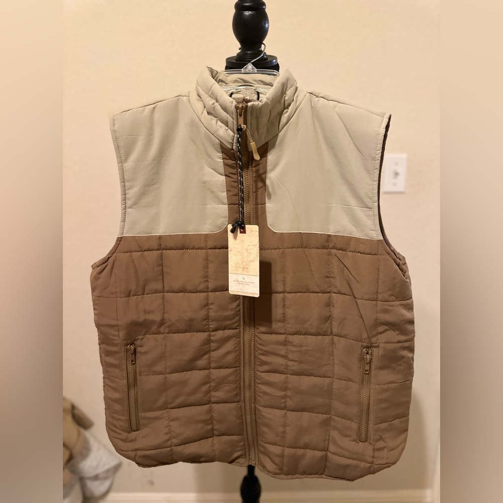 Nomad Craft + Flow Hoodless Quilted Vest Tan‎ Brown Men’s Size S. NWT
